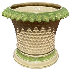 Hollywood Regency Palm Tree Form Glazed Cachepot Planter Pot