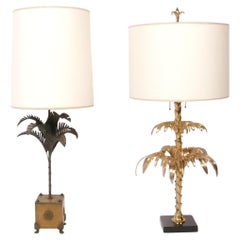 Hollywood Regency Palm Tree Lamps in the Style of Maison Bagues