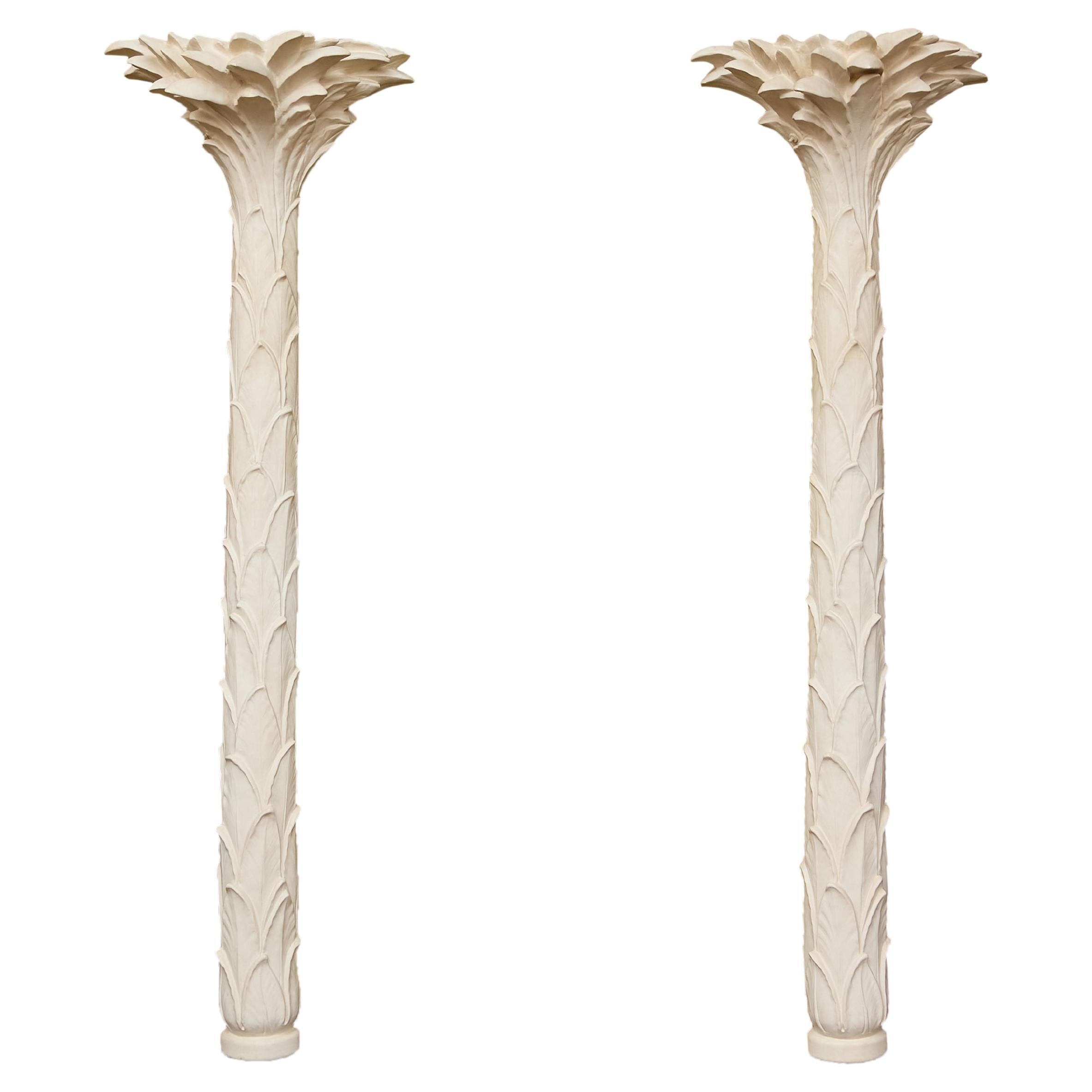 Hollywood Regency Palm Tree Wall Torchères, Dorothy Draper Inspired, US Wired