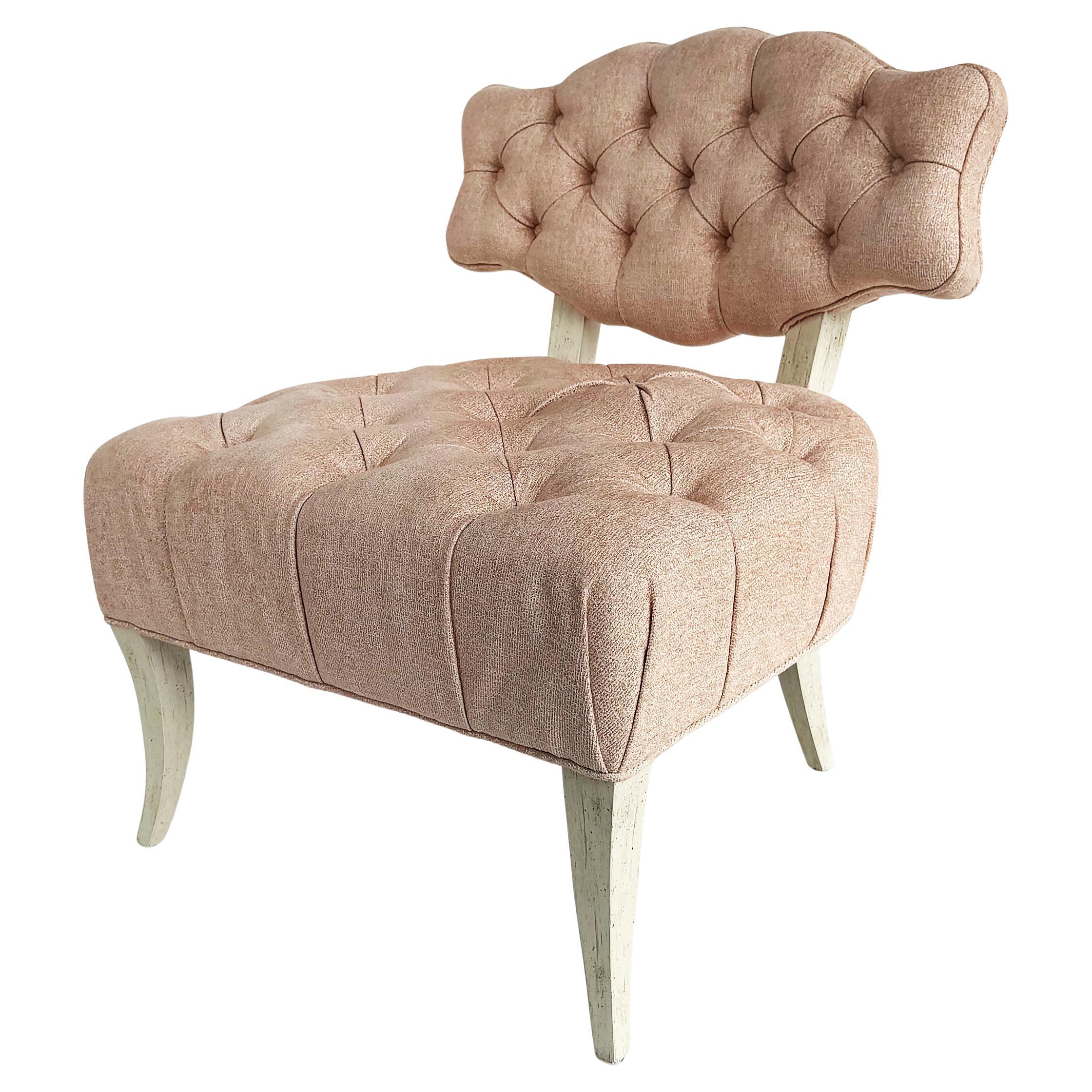 Hollywood Regency Panteges Tufted Chair, Ambella Home Collection, American Made For Sale