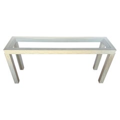 Hollywood Regency Parsons Fretwork Console Table with Glass Top