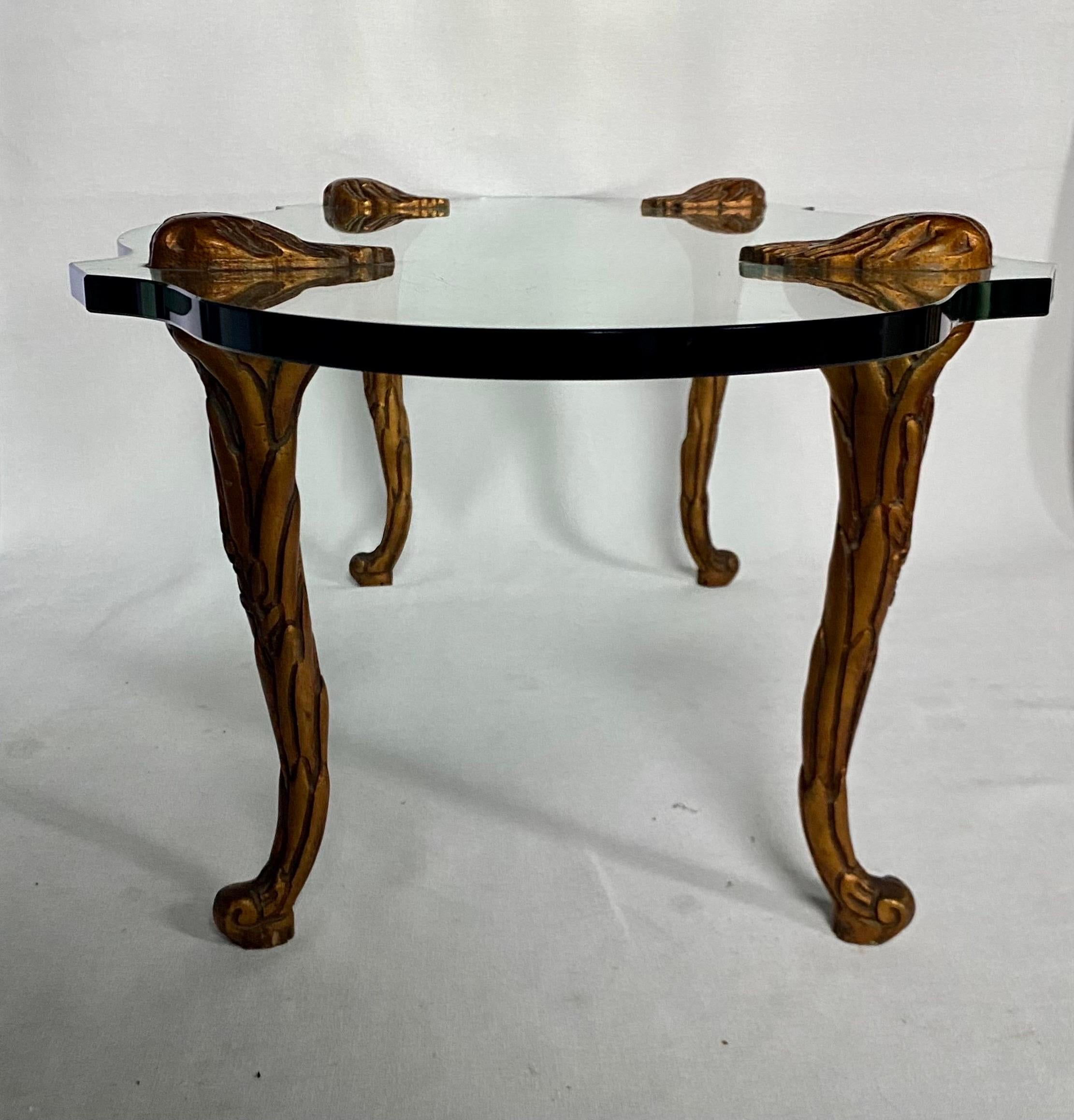 Hollywood Regency P.E. Guerin Style Giltwood and Glass Oval Coffee Table  In Good Condition For Sale In Lambertville, NJ