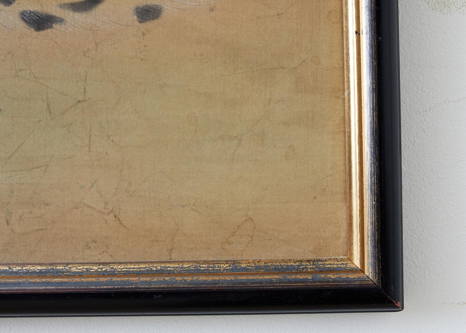 Hollywood Regency Period Japanese Leopard Painting from Bloomingdale's 1