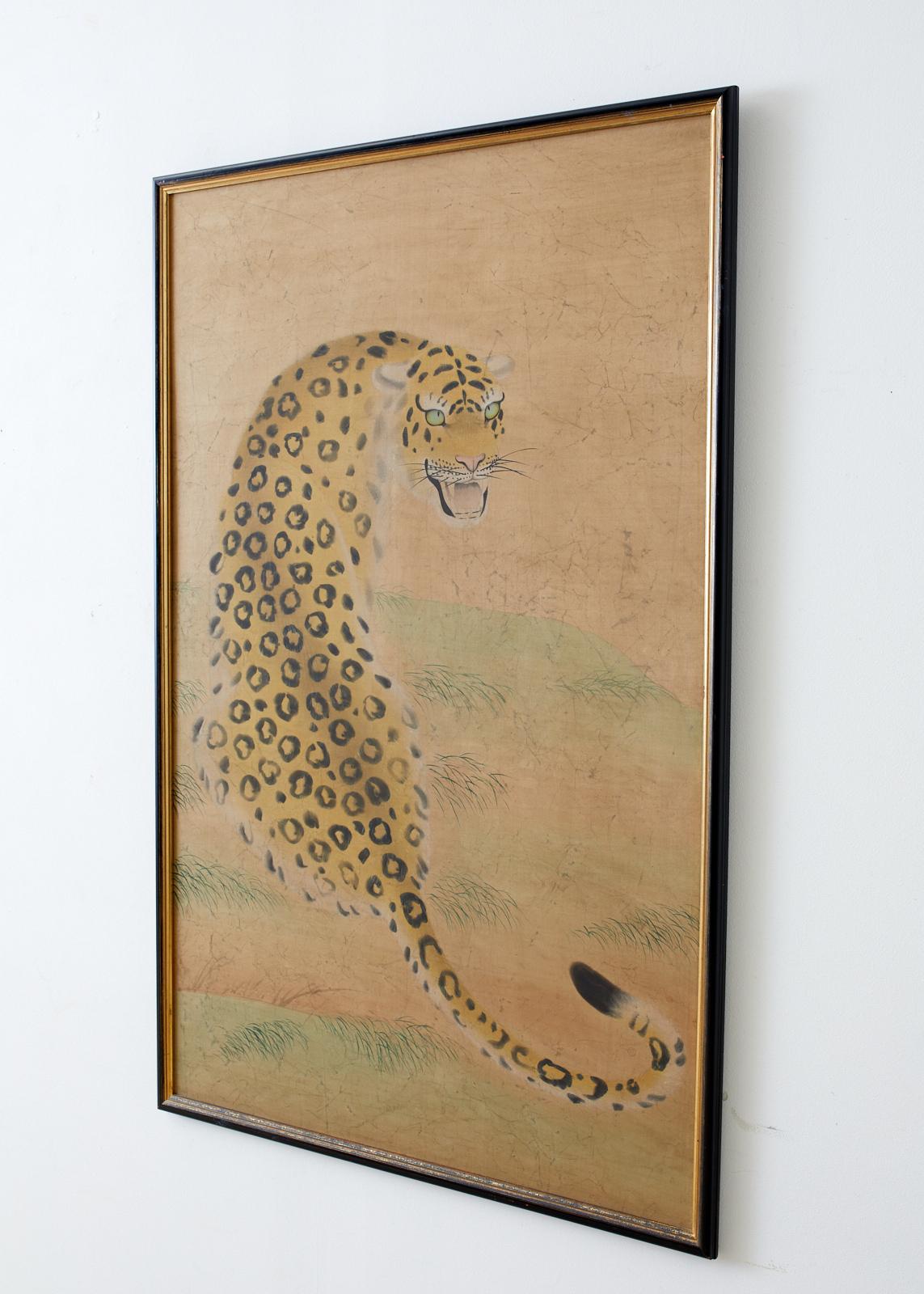 Hollywood Regency Period Japanese Leopard Painting from Bloomingdale's 2