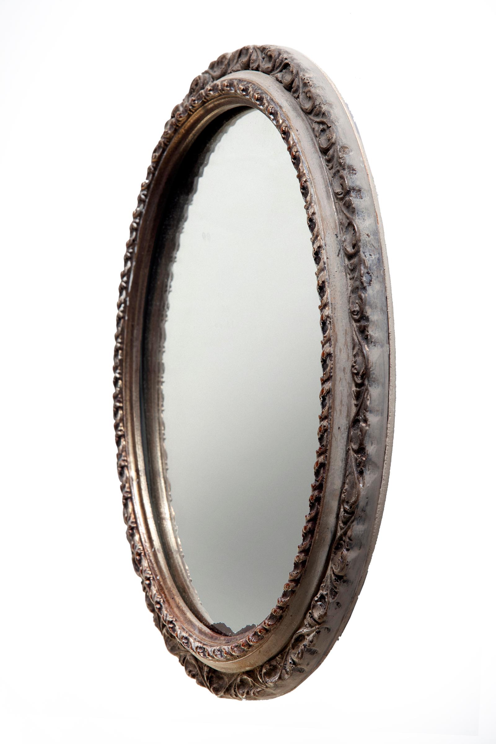 French Provincial Hollywood Regency Petite Italian Oval Mirror For Sale