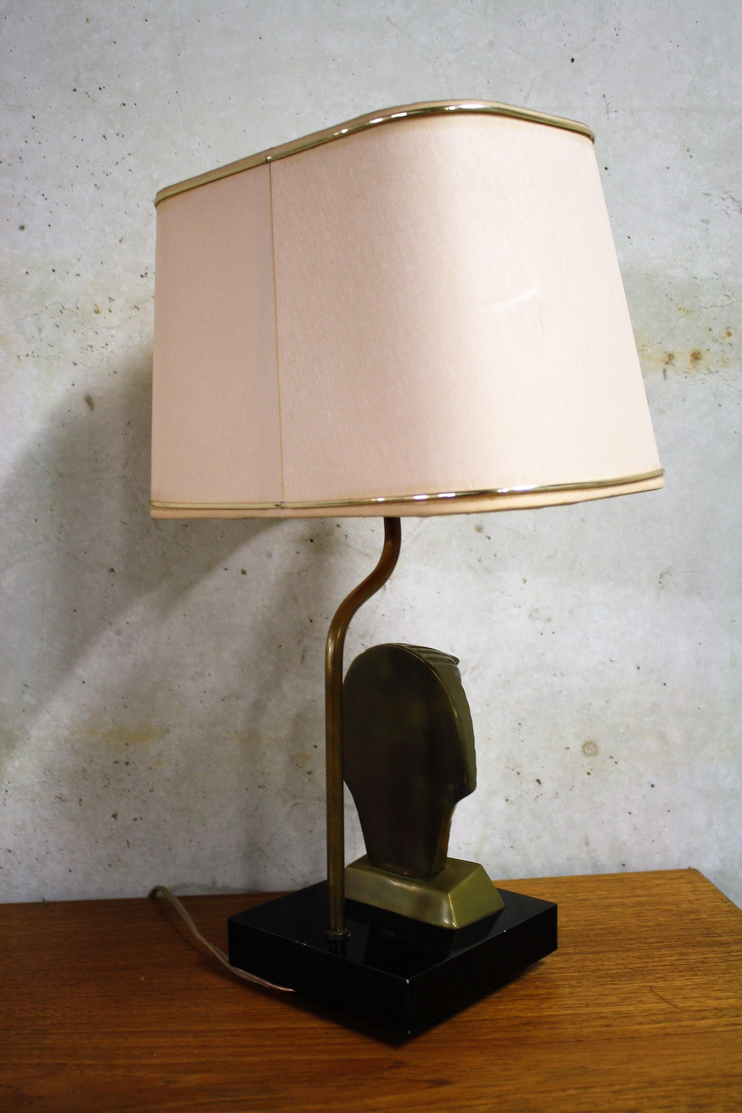 Late 20th Century Hollywood Regency Pharaoh Table Lamp Belgium, 1970s For Sale