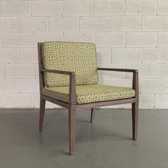 Hollywood Regency Pickled Oak Upholstered Armchair