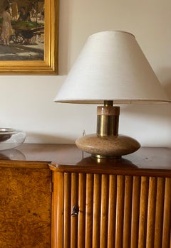 Hollywood regency pink granite and brass table lamp base, Italy 1970 ca.