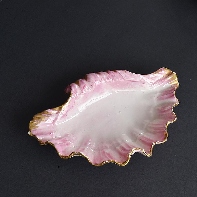 Hollywood Regency Pink Pearlized Ceramic Clam Shell Decorative Dish ...