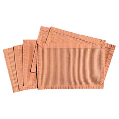 Hollywood Regency Pink Pleated Rectangular Placemats, Set of 6