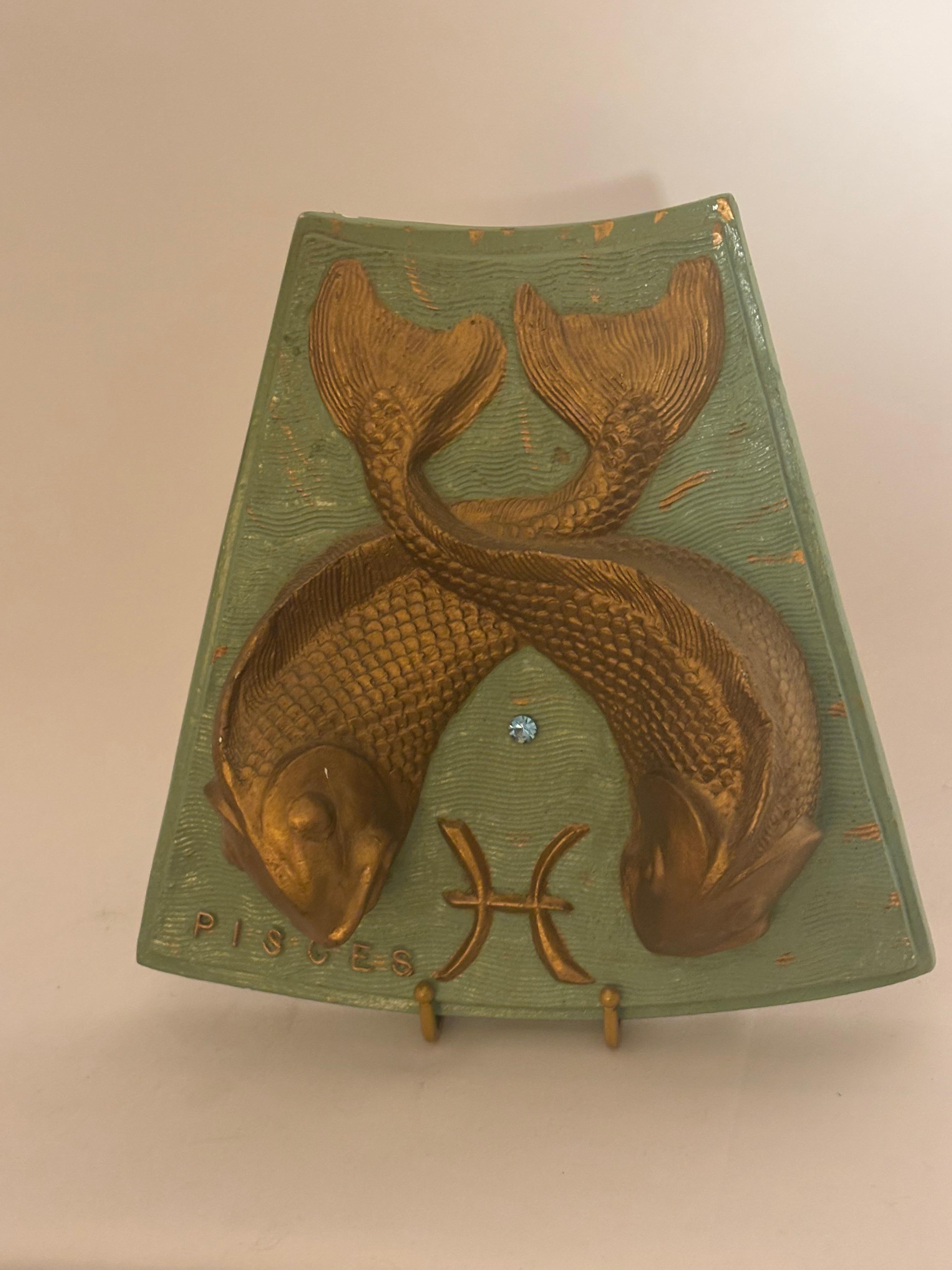American Hollywood Regency Pisces Astrology Medallion For Sale