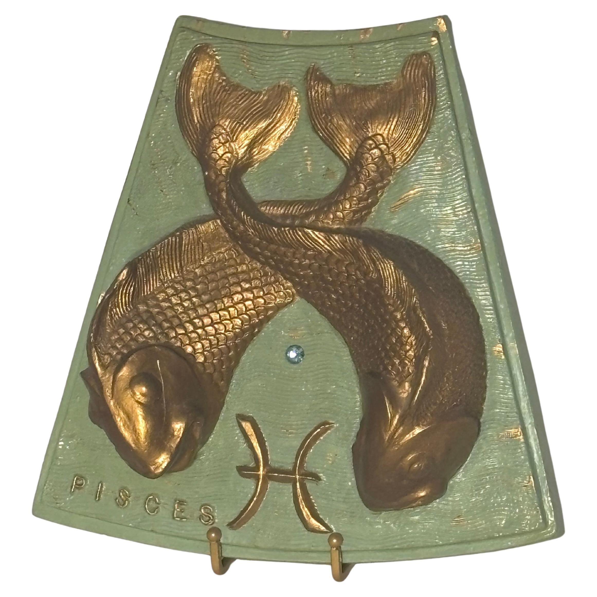 Hollywood Regency Pisces Astrology Medallion For Sale