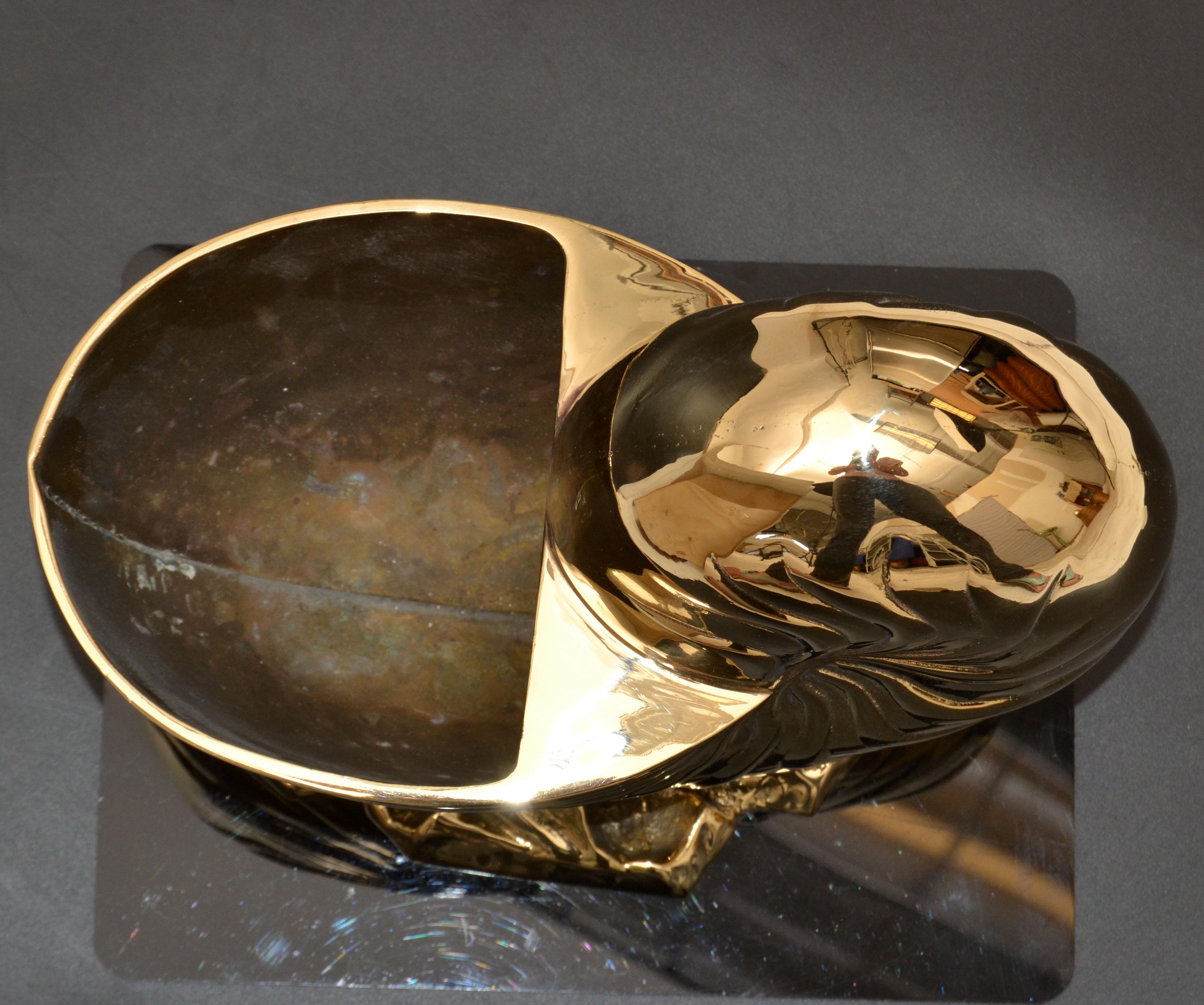 Hollywood Regency Polished Bronze Nautical Seashell Footed Planter 4