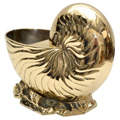 Hollywood Regency Polished Bronze Nautical Seashell Footed Planter