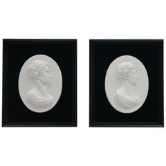 Hollywood Regency Portraits of Caligula and Otho in Bisque