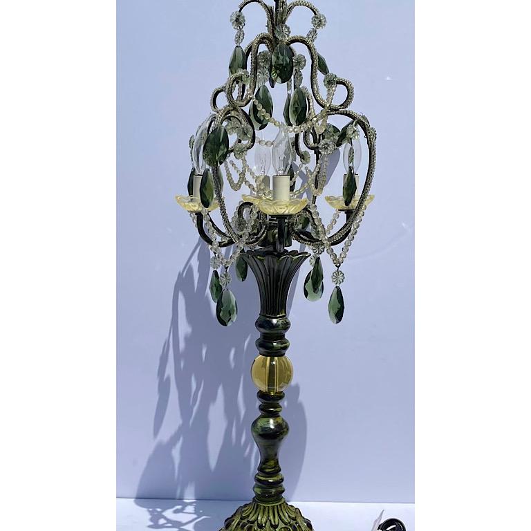 Crystal Hollywood Regency Prism Lamps For Sale