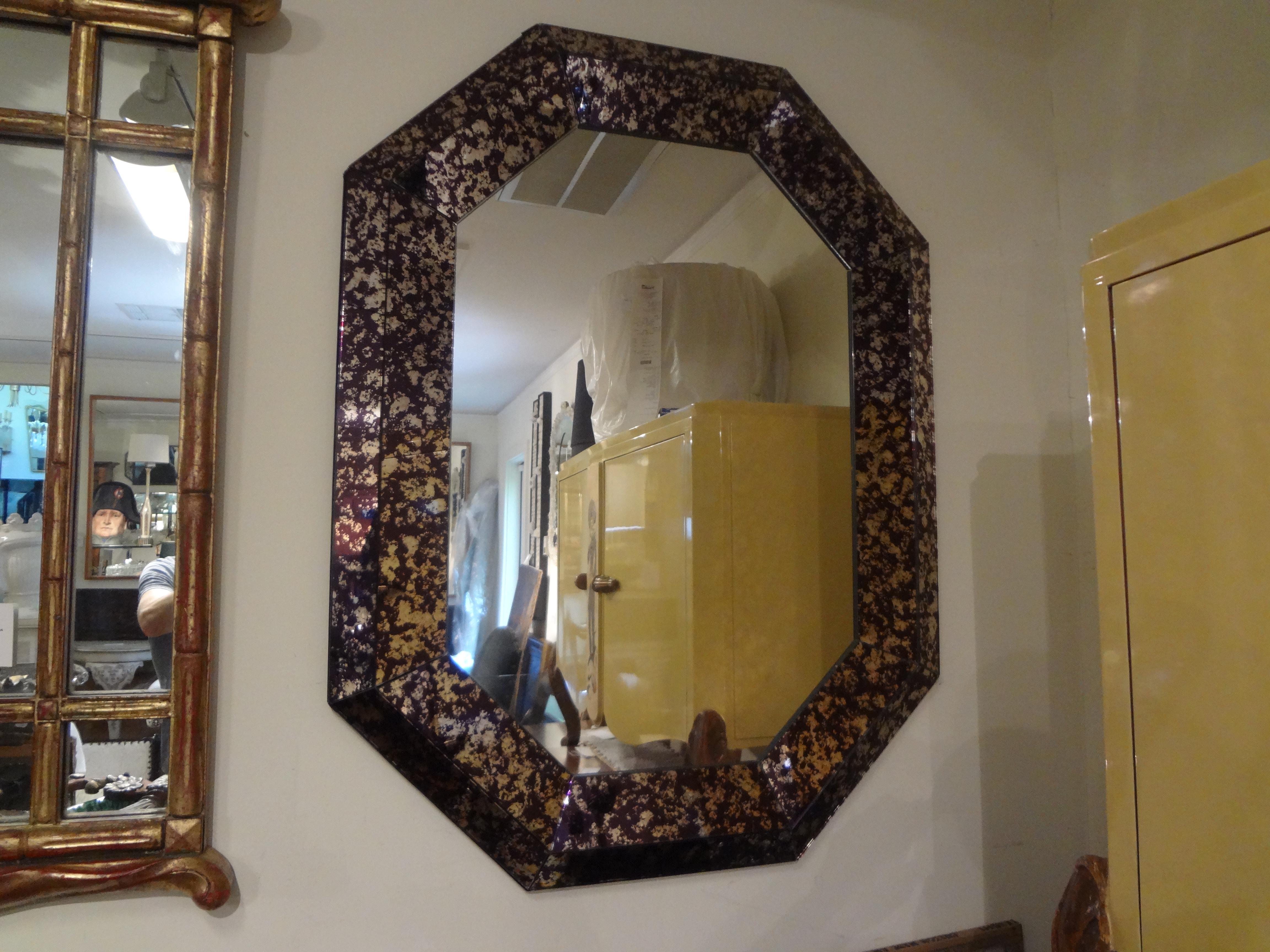 Hollywood Regency Purple Octagonal Mirror For Sale 1