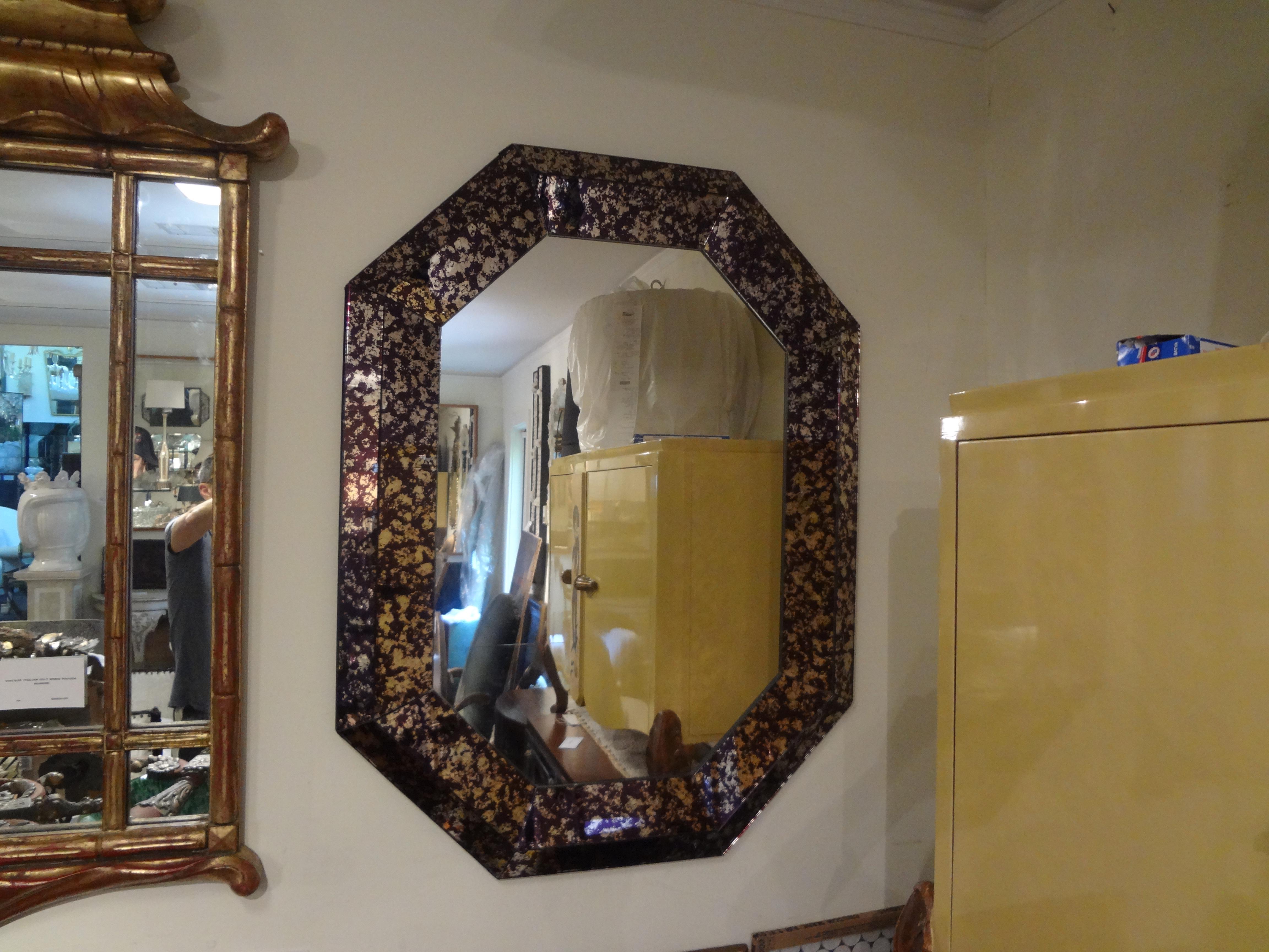 Hollywood Regency Purple Octagonal Mirror For Sale 2