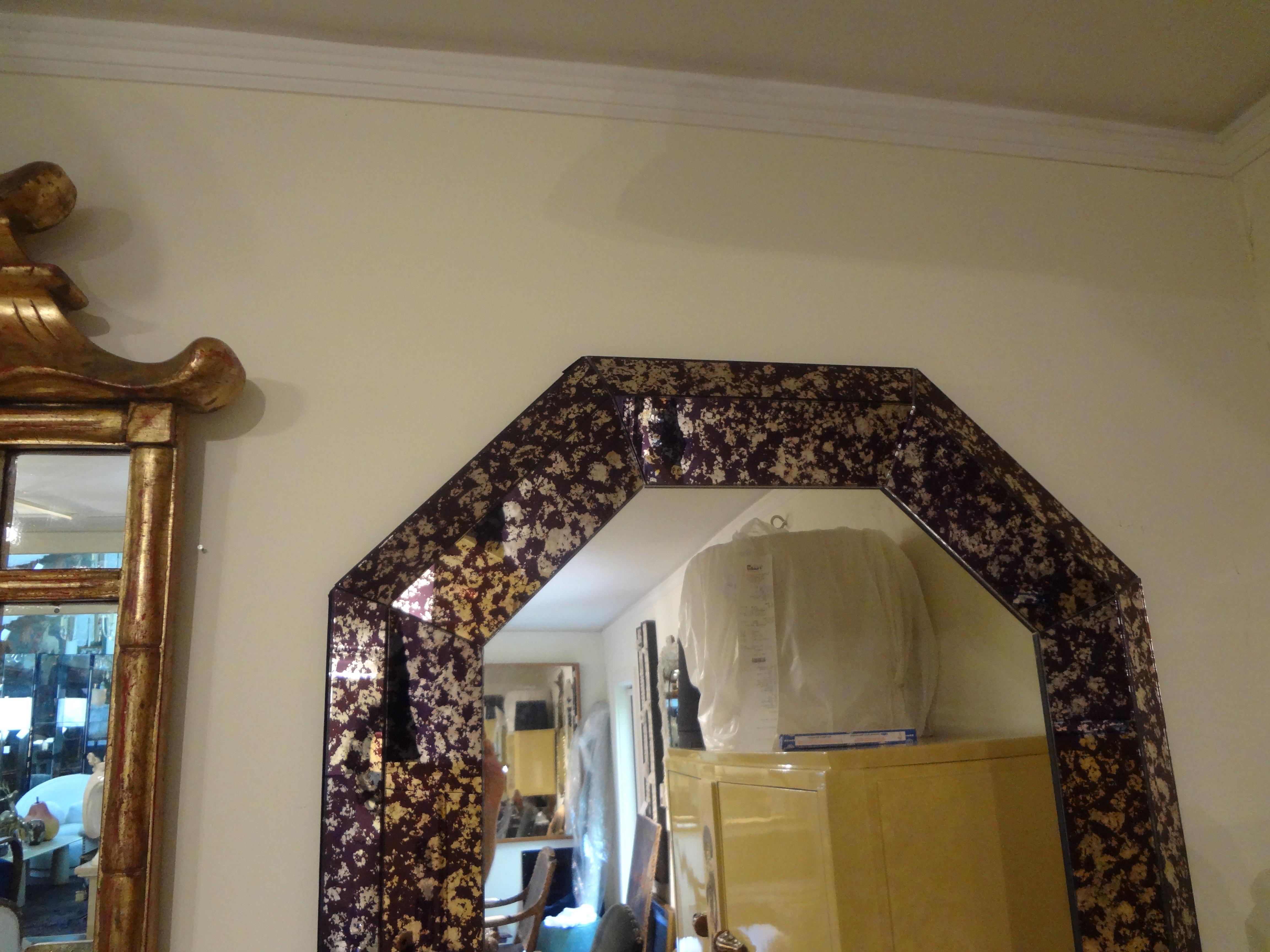 Hollywood Regency Purple Octagonal Mirror For Sale 3