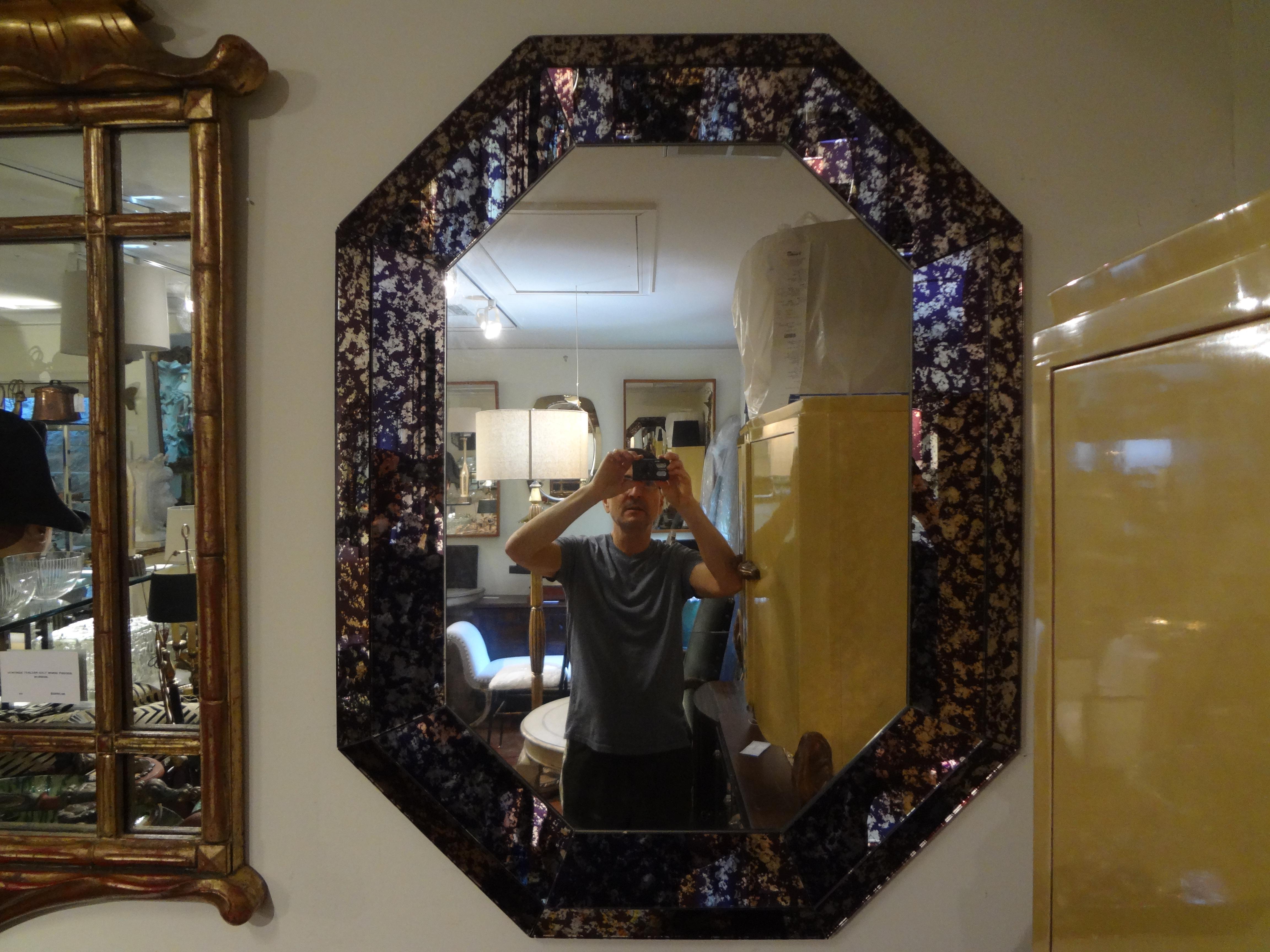 Hollywood Regency Purple Octagonal Mirror For Sale 4