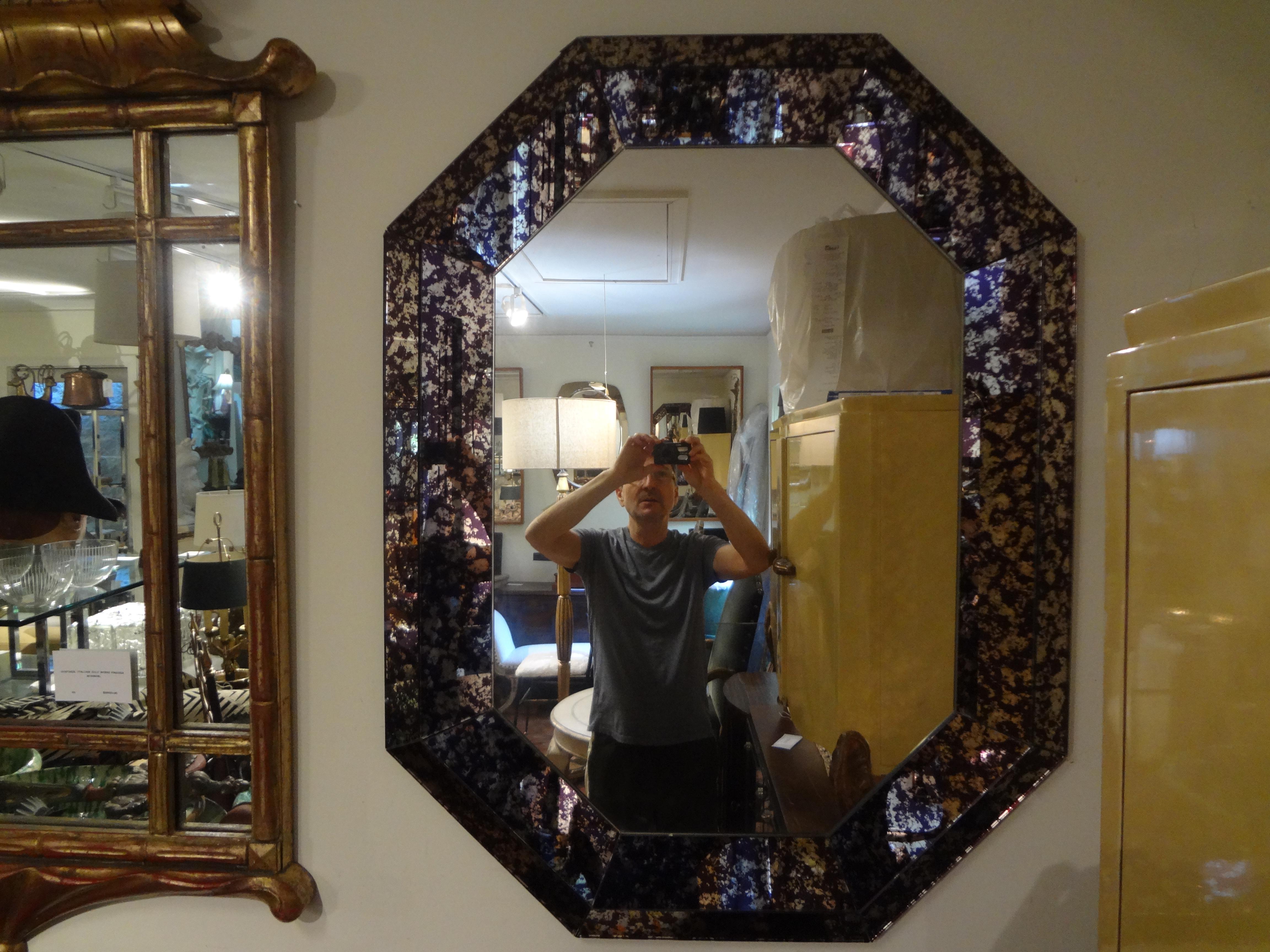 Hollywood Regency Purple Octagonal Mirror For Sale 5