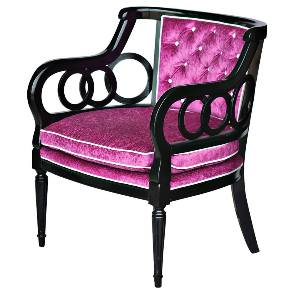 purple tufted chair
