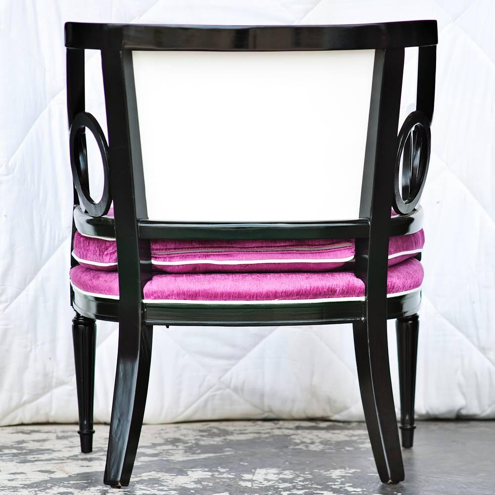 American Hollywood Regency Purple Tufted Armchair For Sale