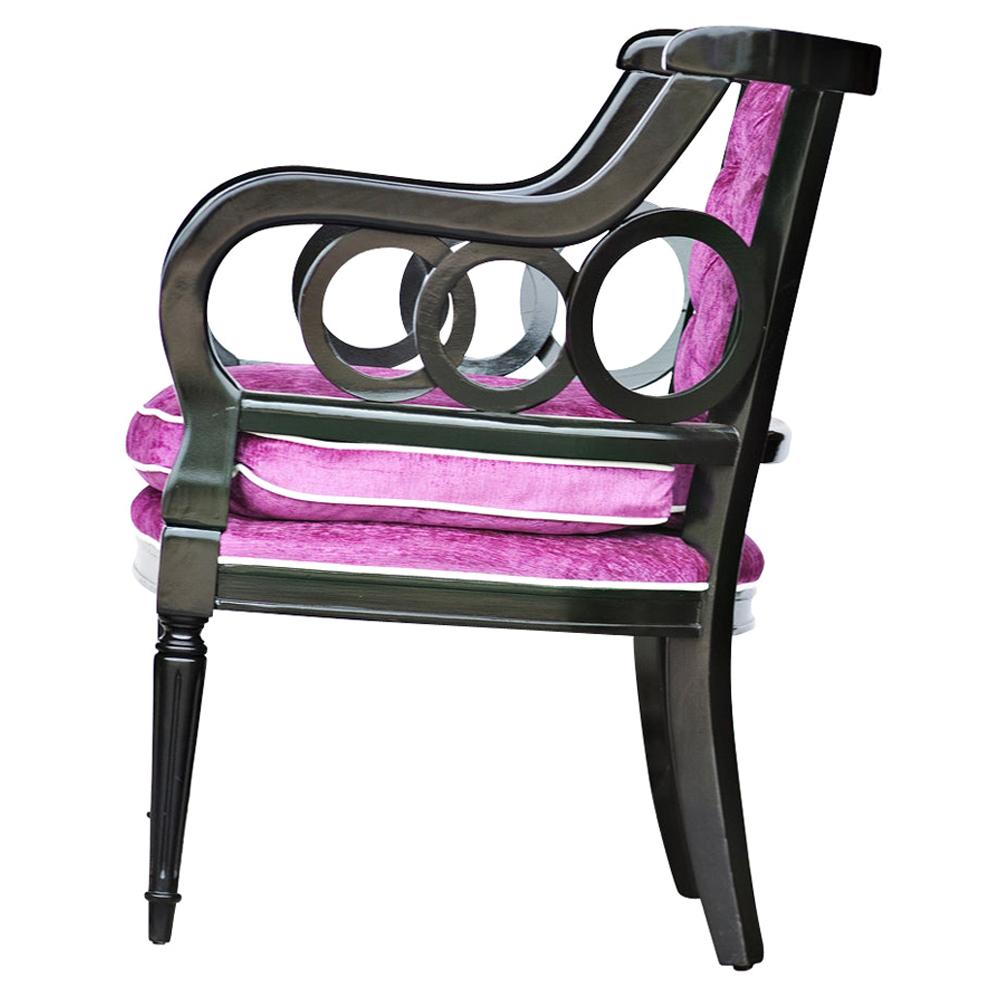 Hollywood Regency Purple Tufted Armchair For Sale