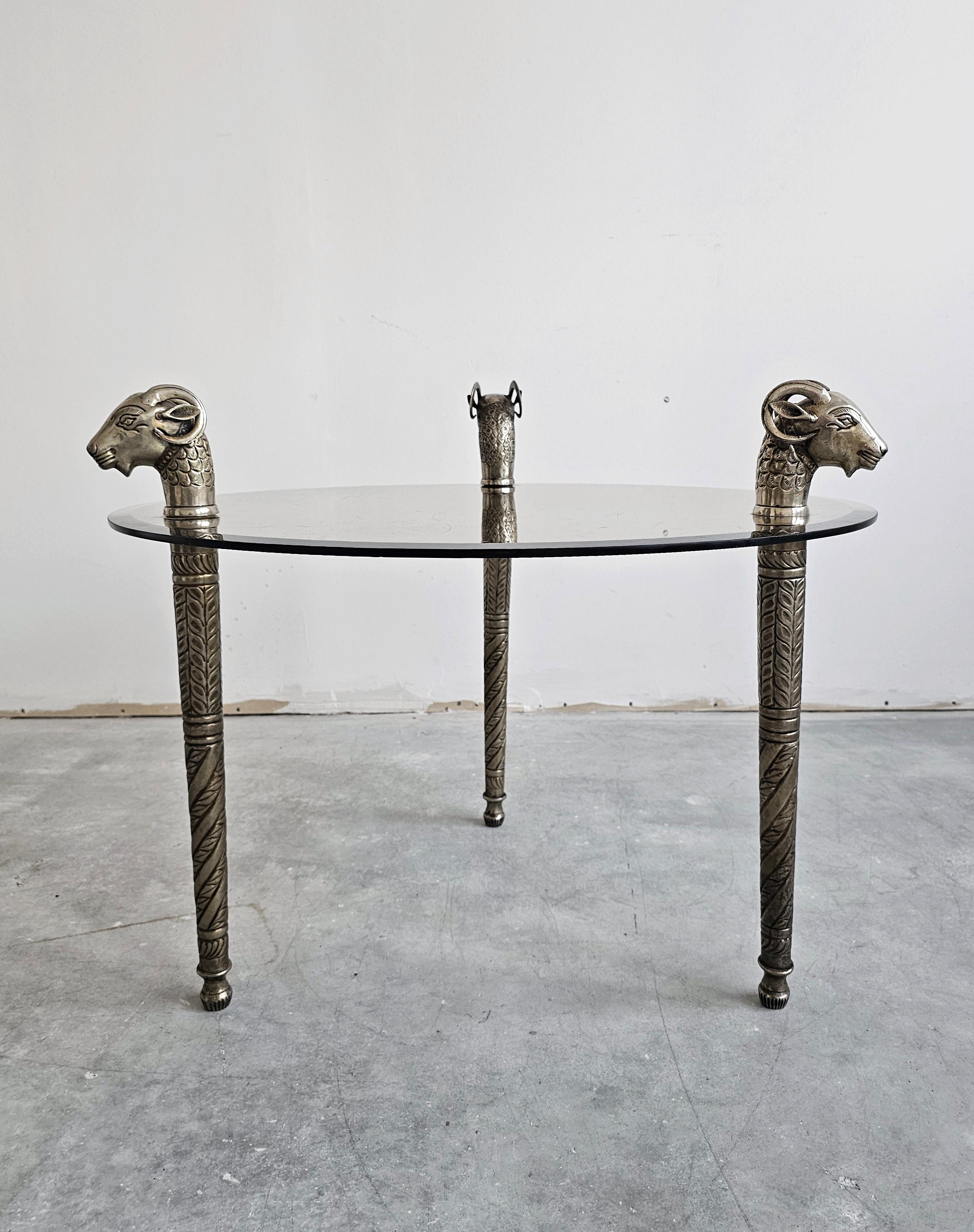 Hollywood Regency Ram's Head Coffee or End Table For Sale 1