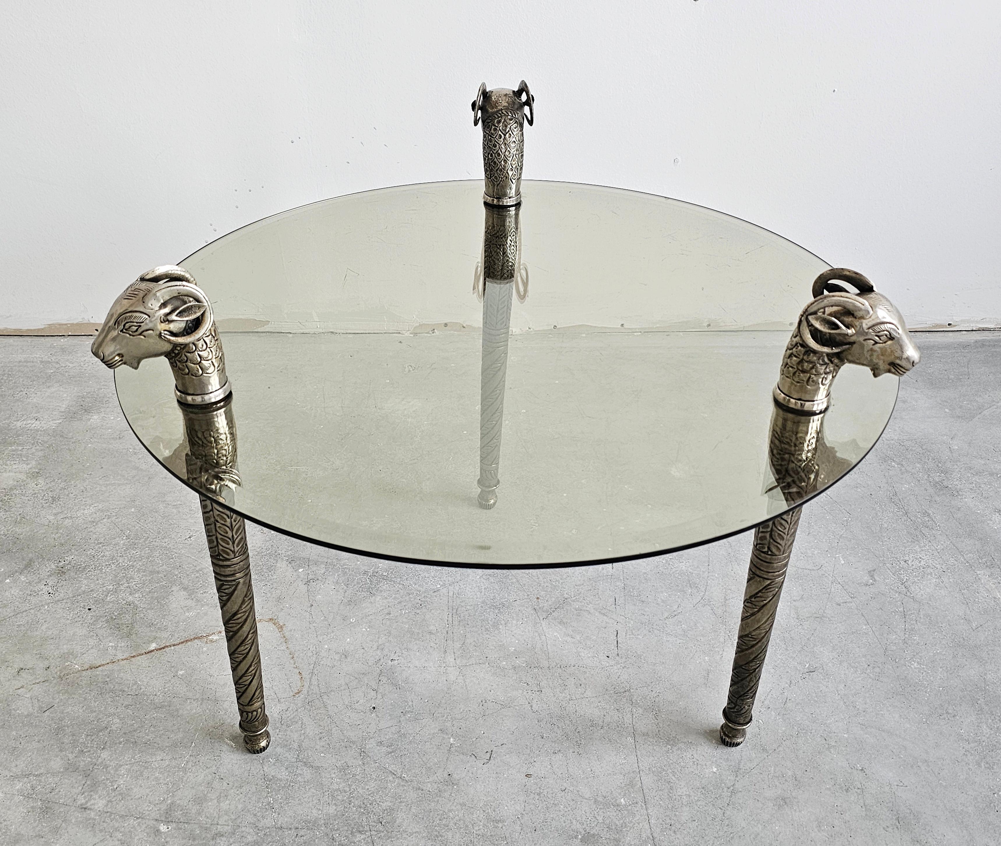 Hollywood Regency Ram's Head Coffee or End Table For Sale 3