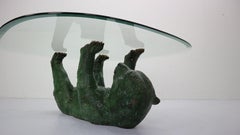 Hollywood Regency Rare Bronze Bear Coffee Table, Belgium, 1970s