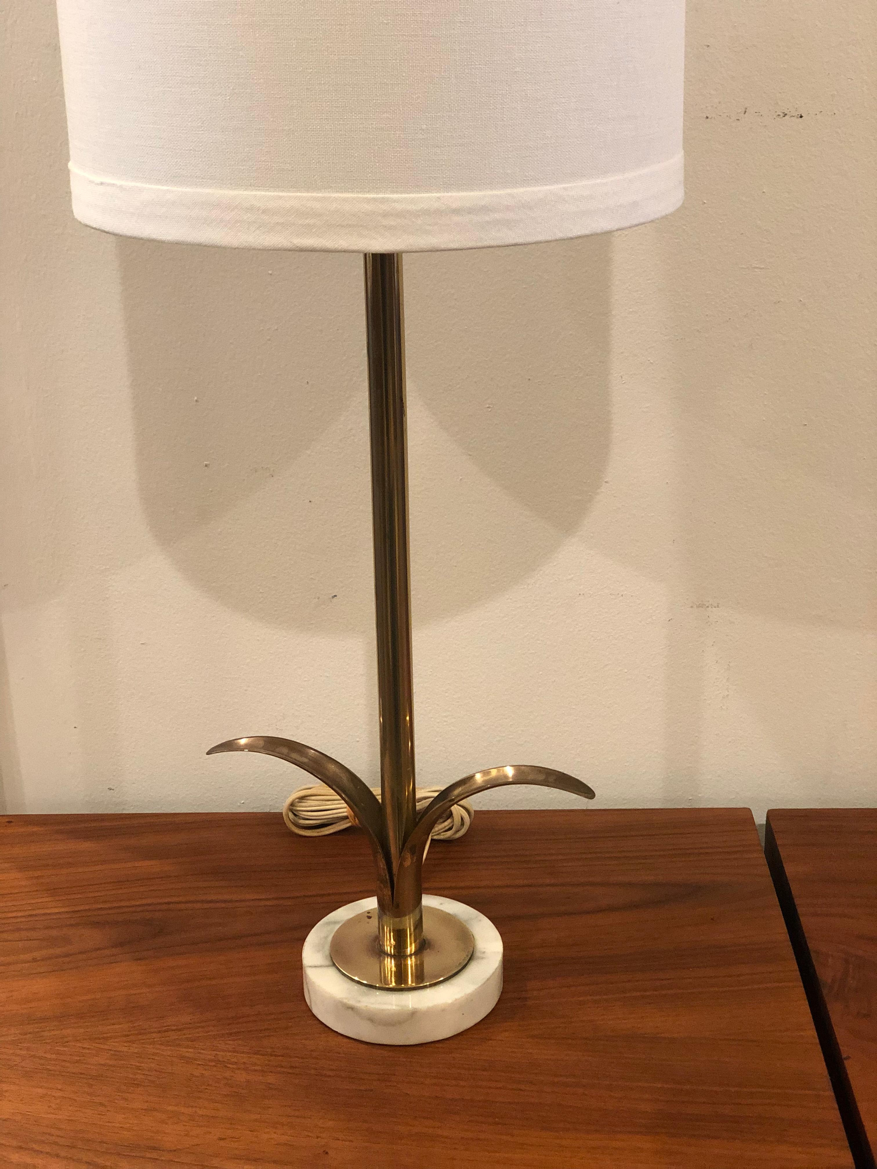 Scandinavian Modern Hollywood Regency Rare Solid Brass Lily Table Lamp by Ystad Made in Sweden