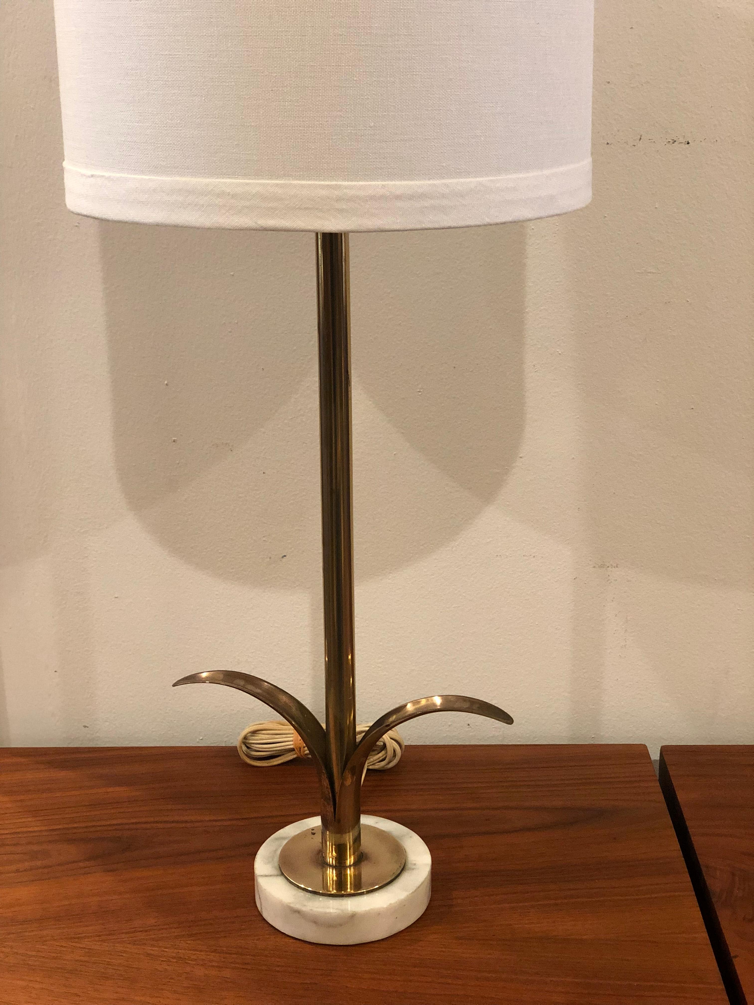 Swedish Hollywood Regency Rare Solid Brass Lily Table Lamp by Ystad Made in Sweden