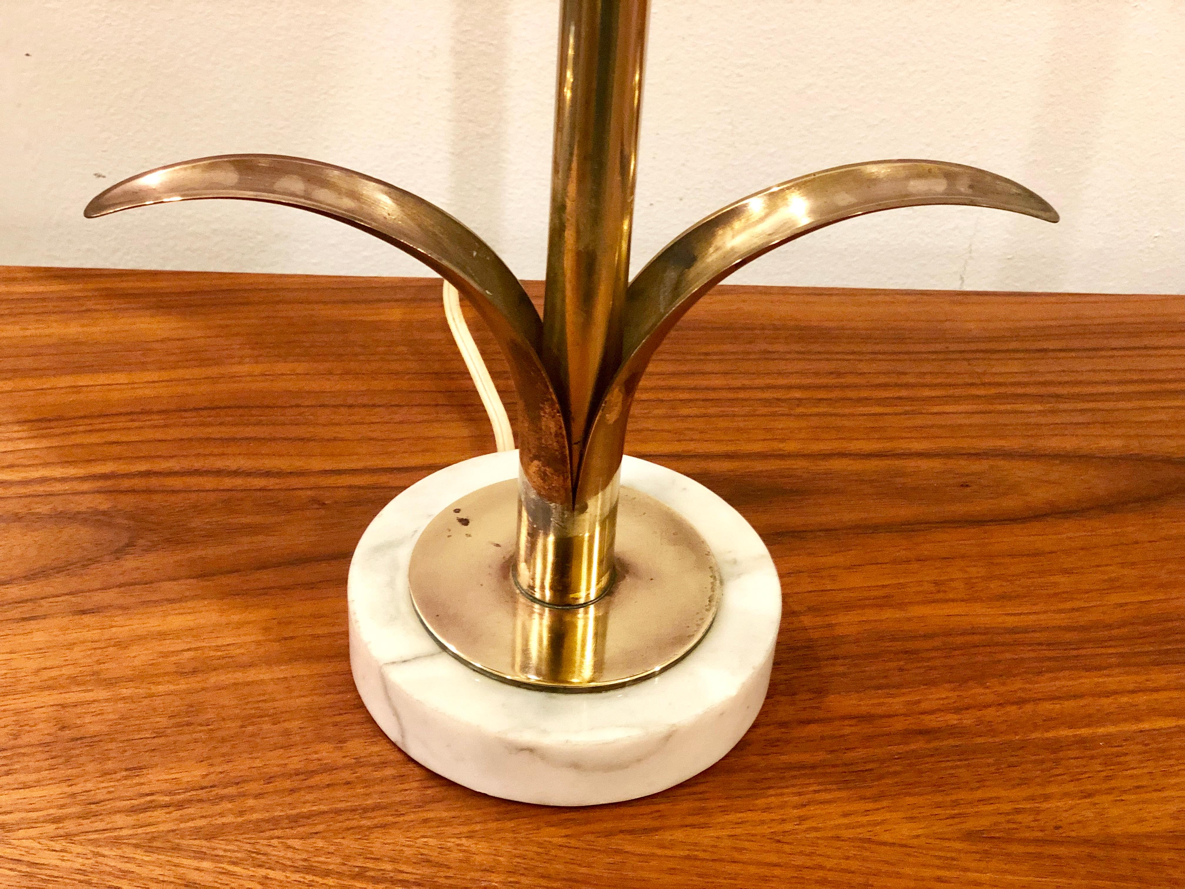 20th Century Hollywood Regency Rare Solid Brass Lily Table Lamp by Ystad Made in Sweden
