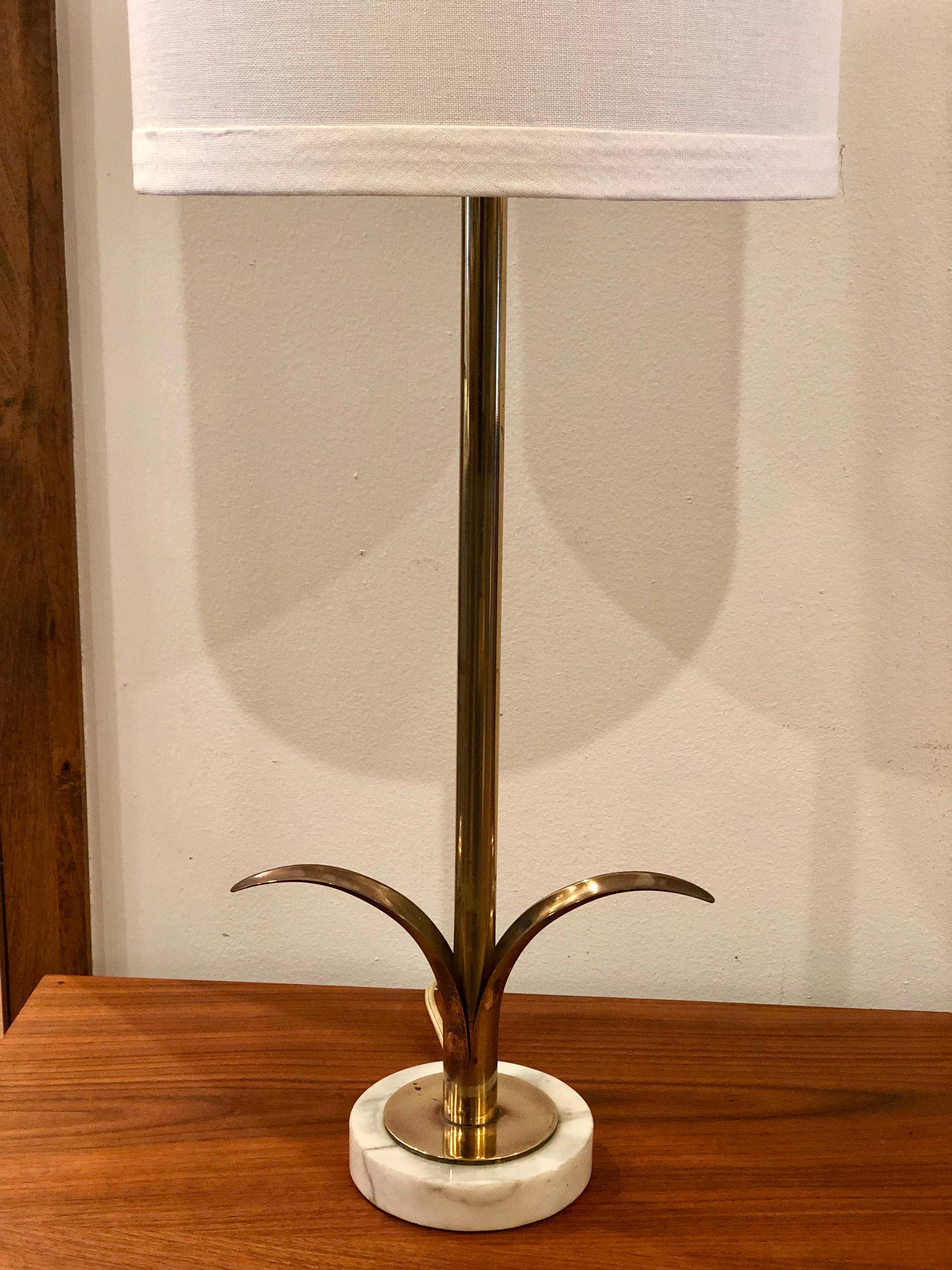 Hollywood Regency Rare Solid Brass Lily Table Lamp by Ystad Made in Sweden 1