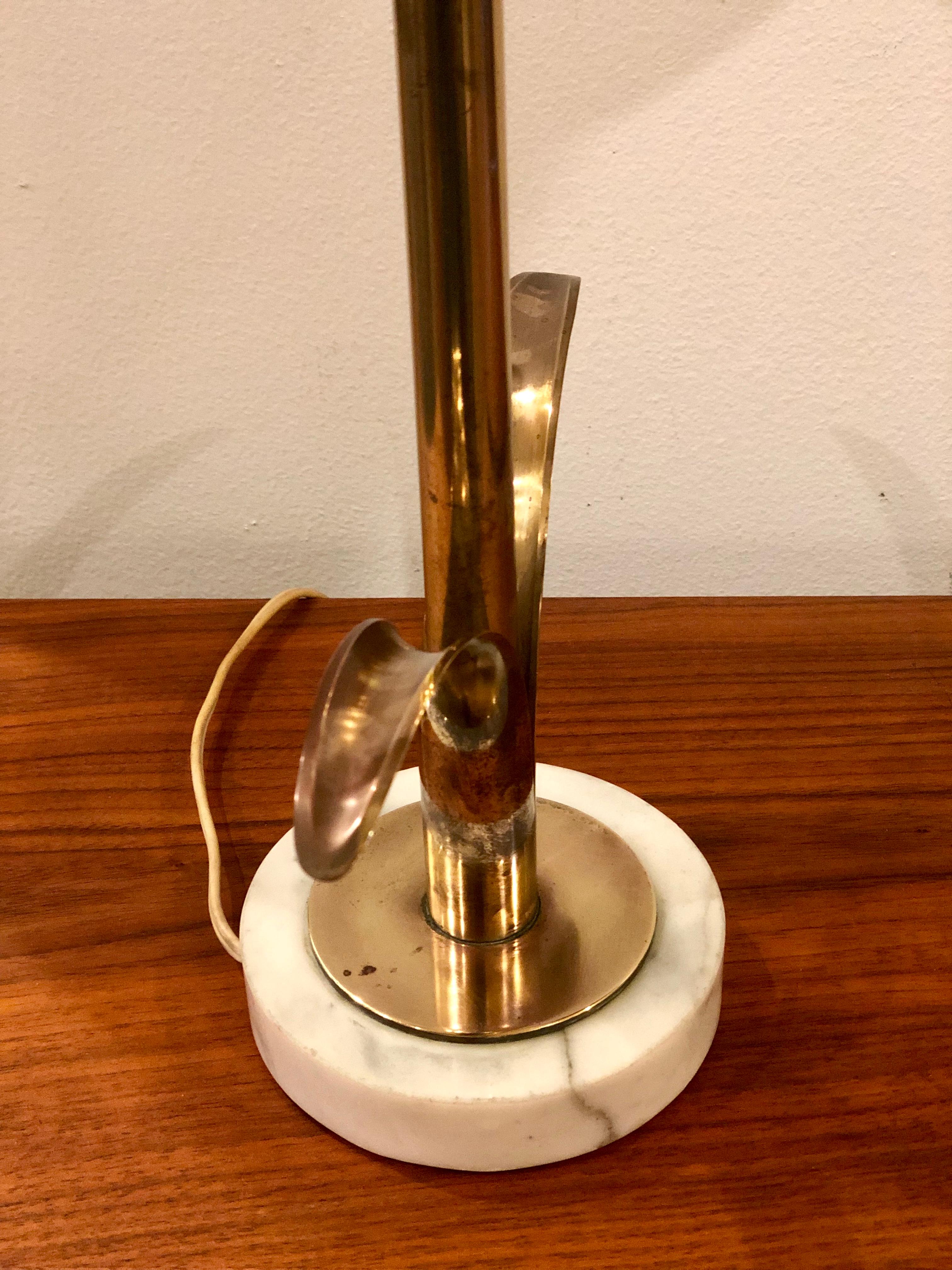 Hollywood Regency Rare Solid Brass Lily Table Lamp by Ystad Made in Sweden 2