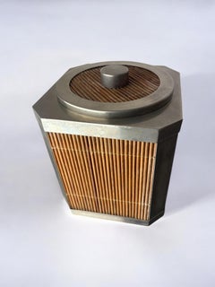 Hollywood Regency Rattan Ice Bucket with tongs, Italy, 1970s