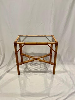 Hollywood Regency Rattan Side Table
