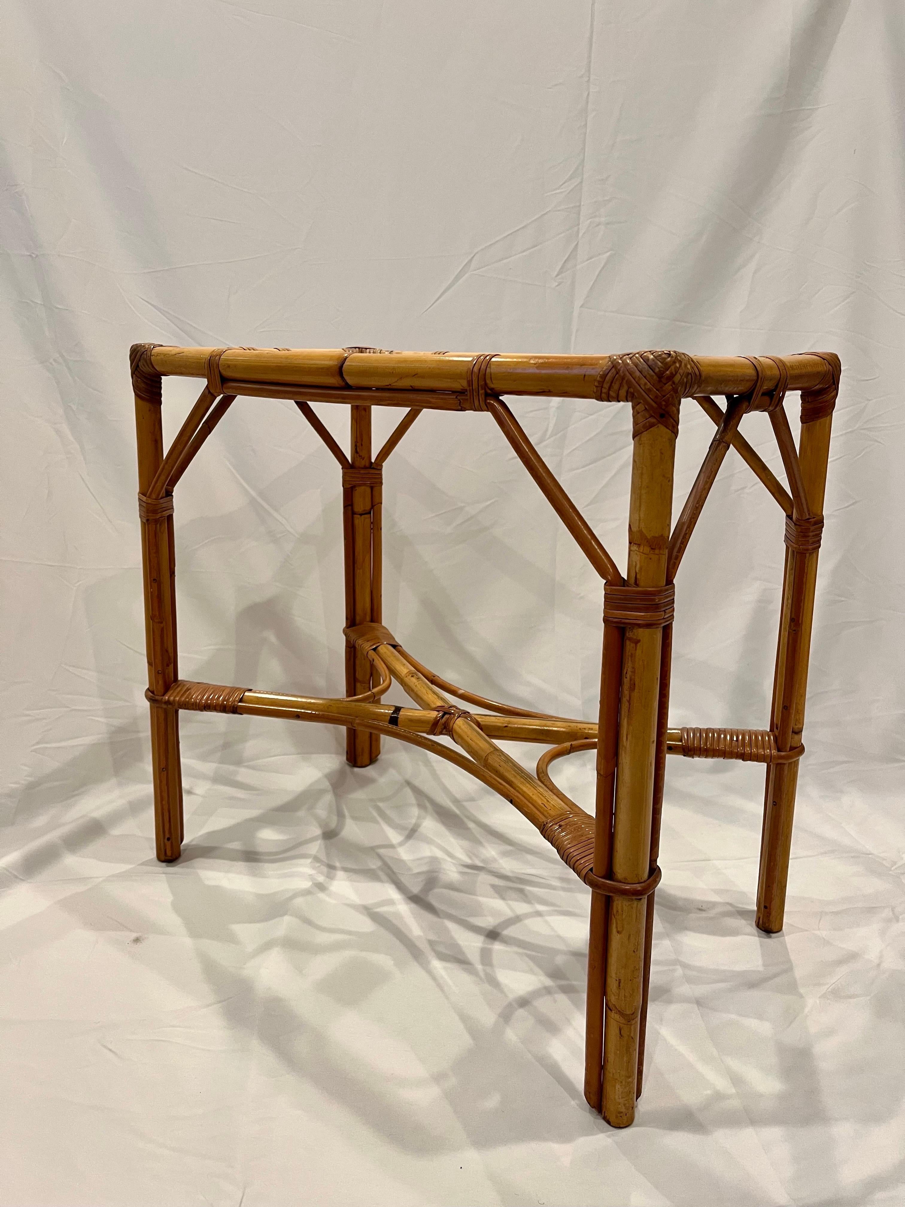20th Century Hollywood Regency Rattan Side Table For Sale
