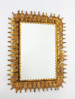 Hollywood Regency Rectangular Mirror, Gilt Iron