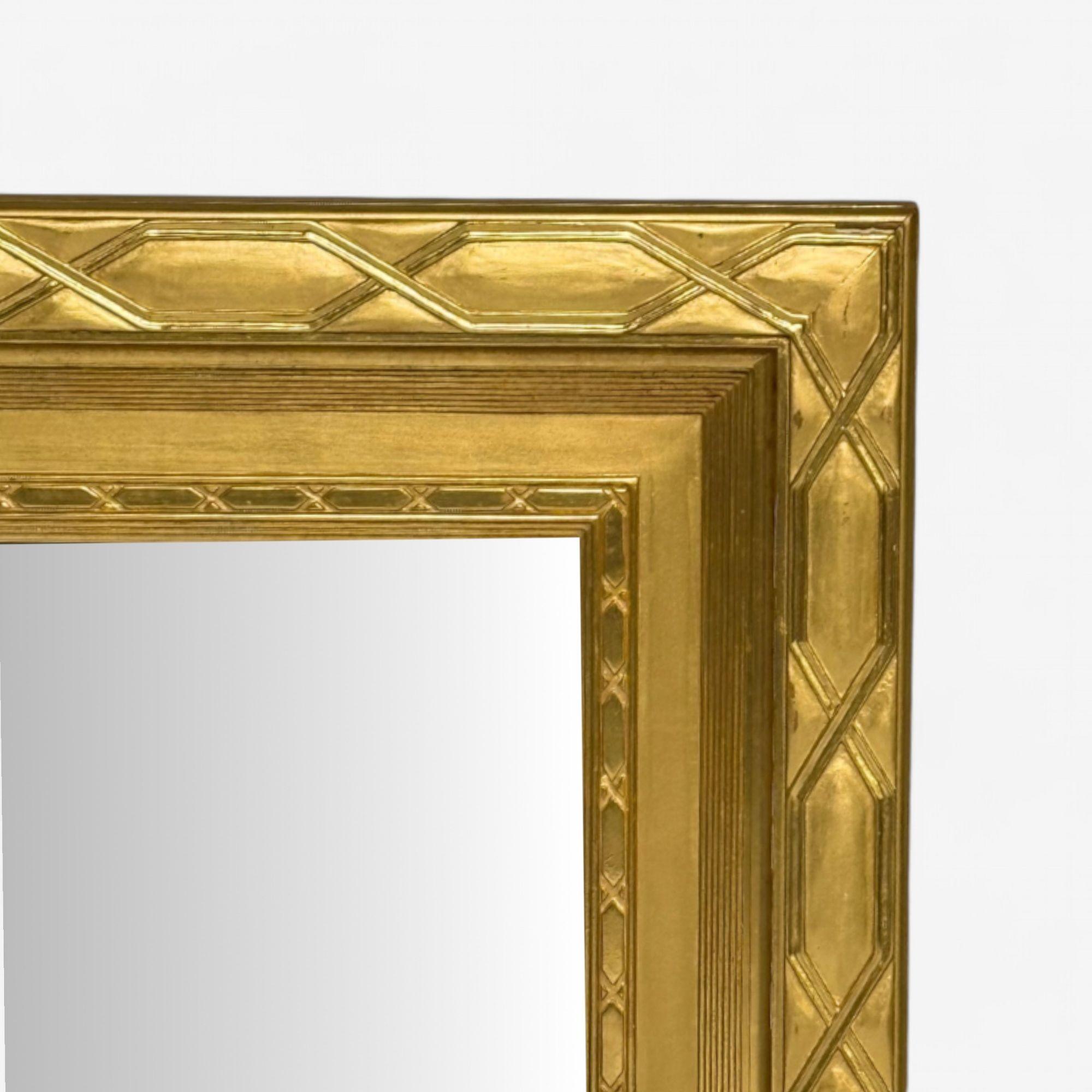Hollywood Regency, Espejo de Pared Rectangular, Madera Dorada Tallada, Dorado al Agua, S. XXI Siglo XXI y contemporáneo en venta