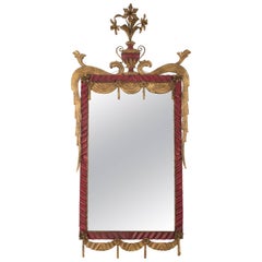 Hollywood Regency Red and Gilt Tole Mirror