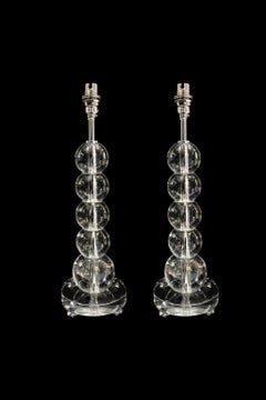 Hollywood Regency Revival Crystal Sphere Table Lamps
