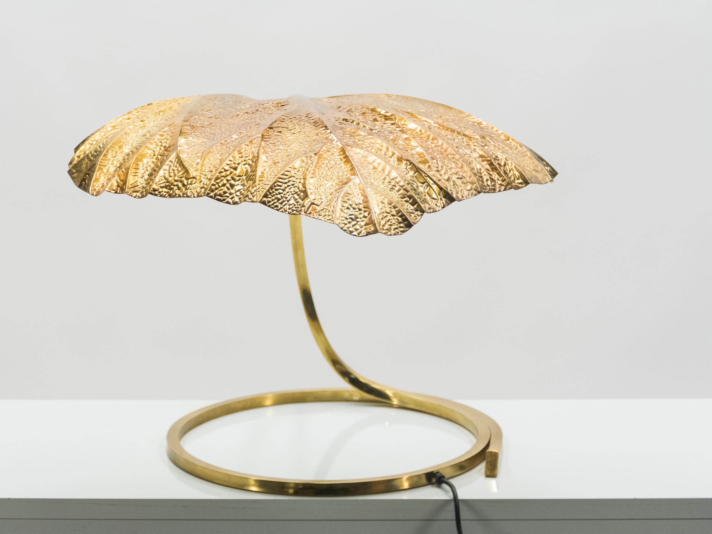 Hollywood Regency Rhubarb Brass Table Lamp Tommaso Barbi, 1970s (Ende des 20. Jahrhunderts)