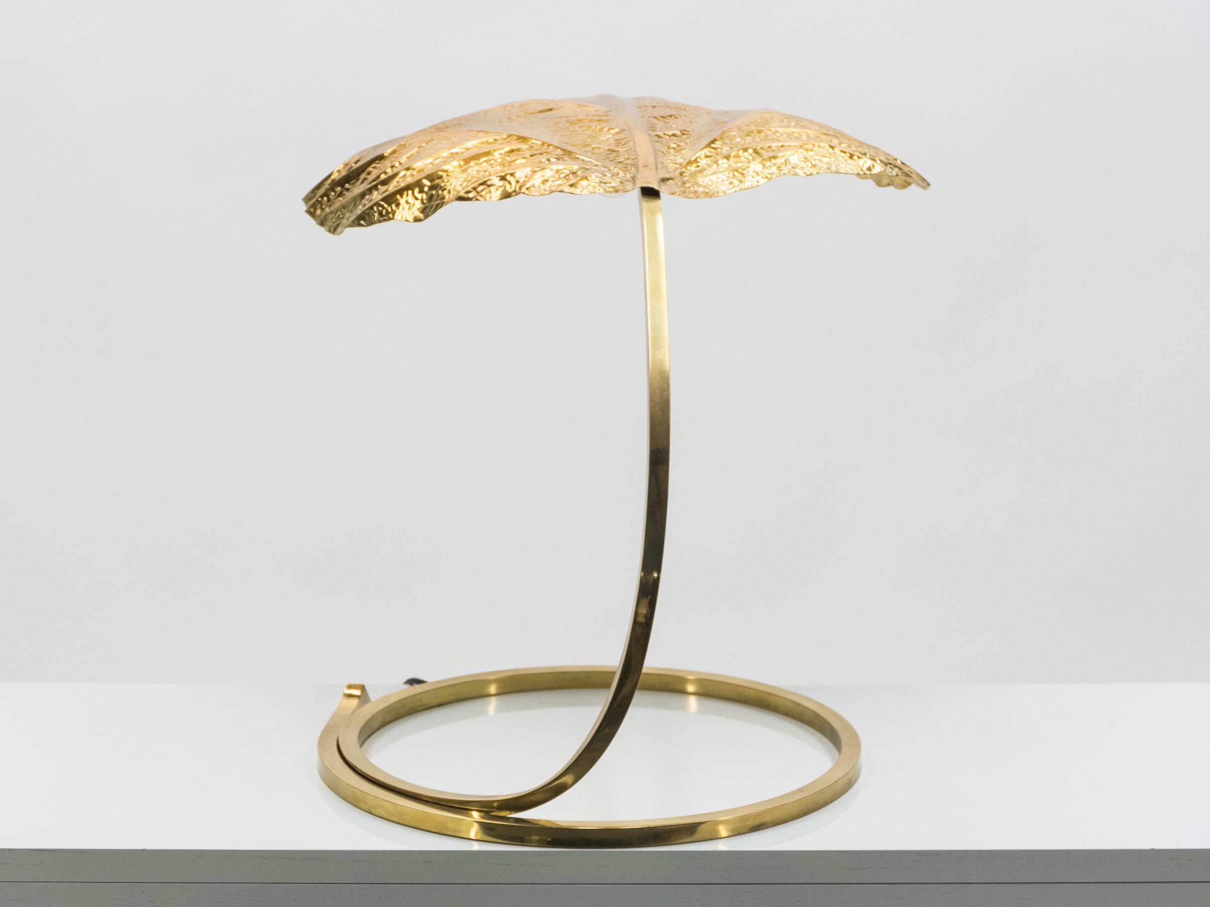 Hollywood Regency Rhubarb Brass Table Lamp Tommaso Barbi, 1970s 1