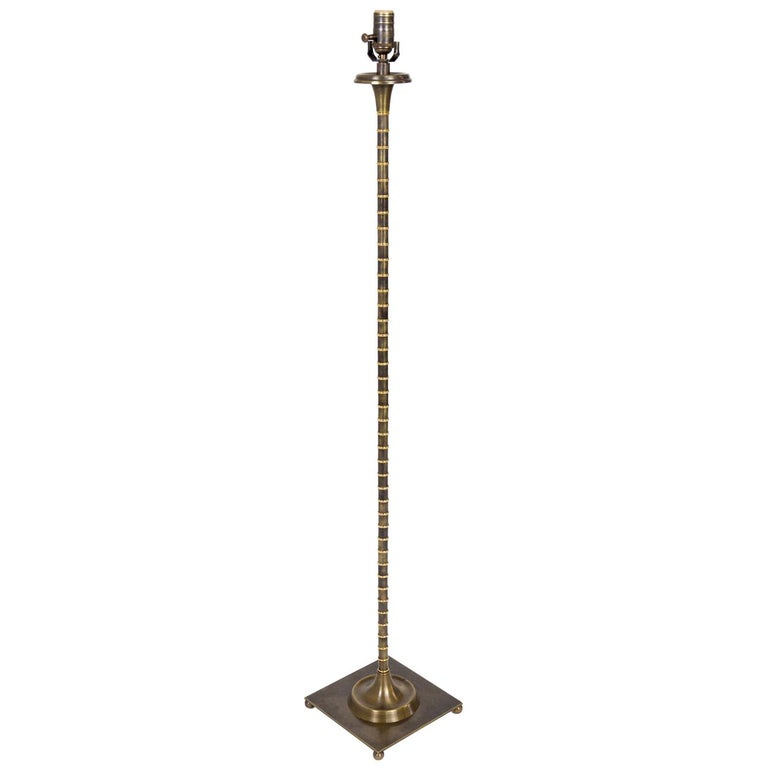 Hollywood Regency Ribbed Brass Floor Lamp For Sale at 1stDibs