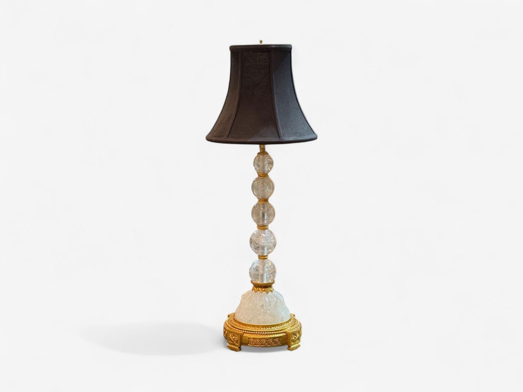 Hollywood Regency, Rock Crystal, Bronze, Table Lamps, France, 1960s Bon état - En vente à Manhasset, NY