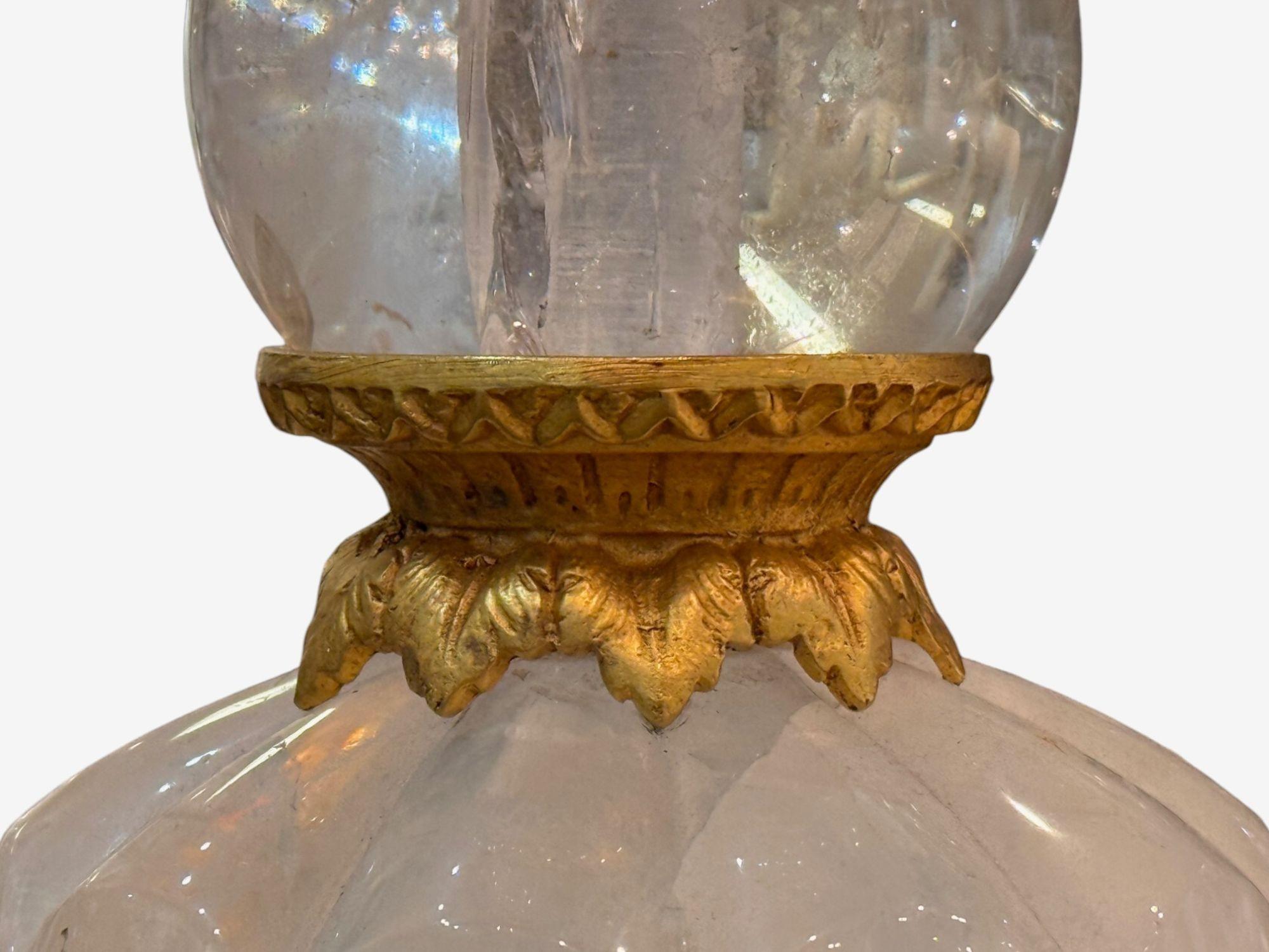 Hollywood Regency, Rock Crystal, Bronze, Table Lamps, France, 1960s en vente 1