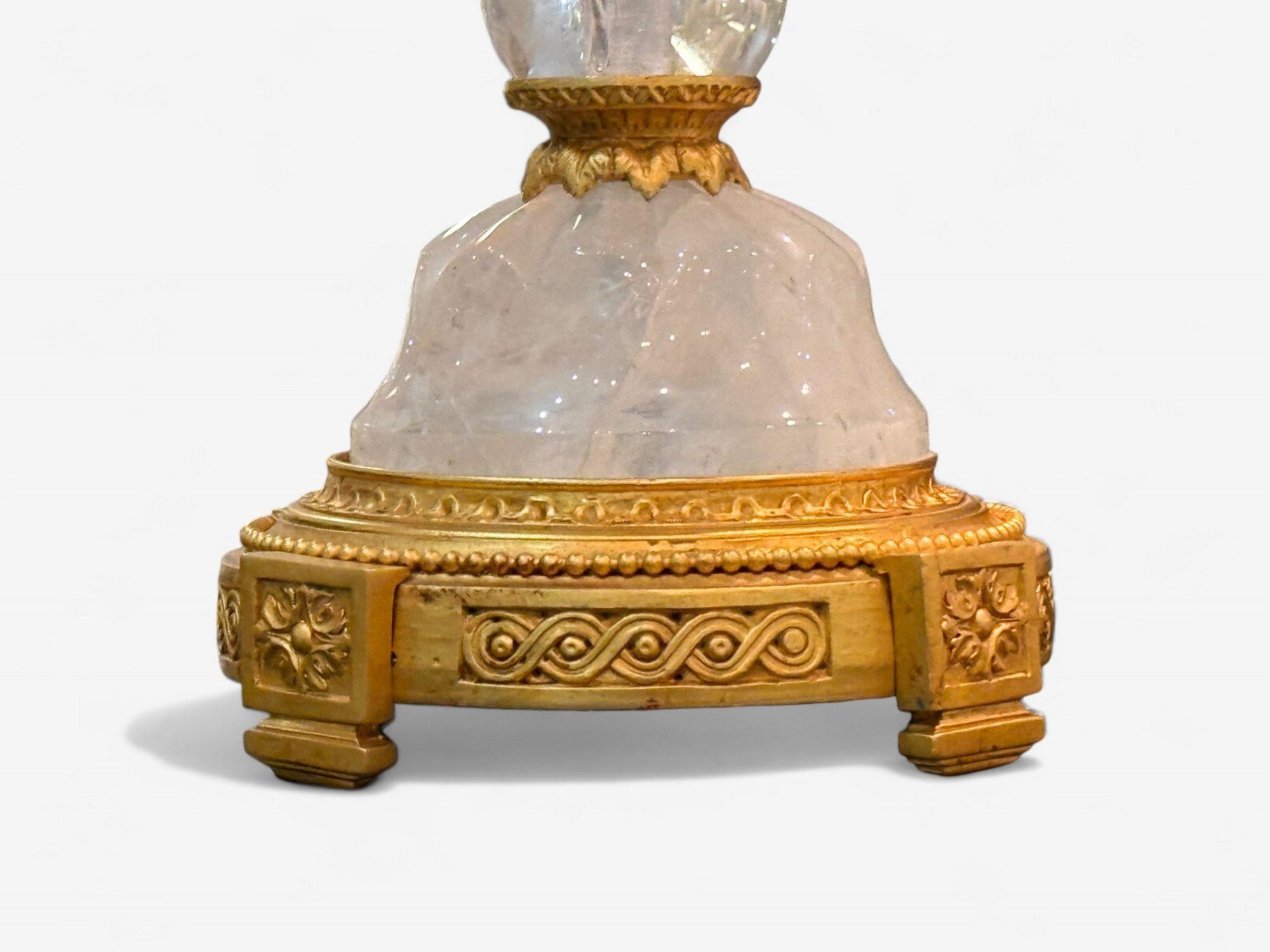 Hollywood Regency, Rock Crystal, Bronze, Table Lamps, France, 1960s en vente 2