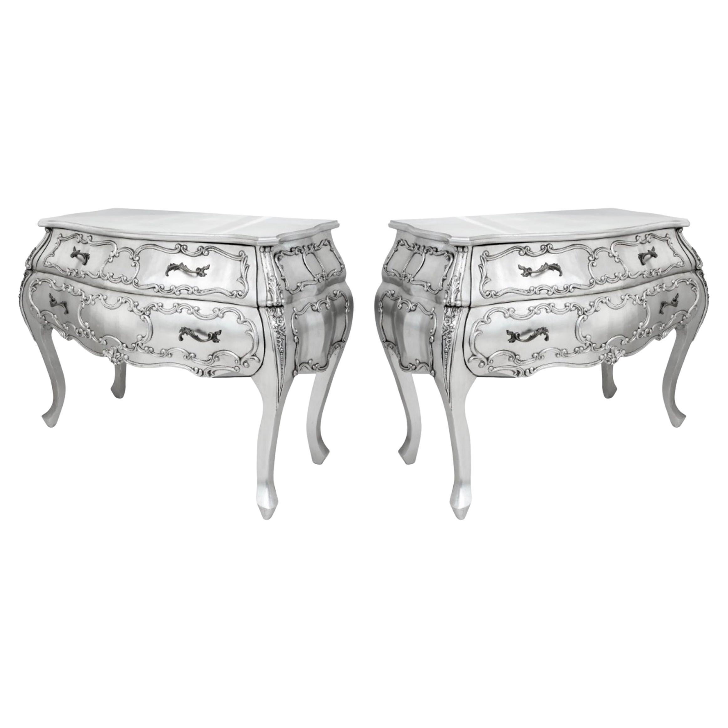 Hollywood Regency Rococo Revival Commodes, Pair